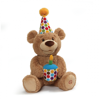 GUND NWT  MULTICOLOURED HAPPY BIRTHDAY SINGING BEAR PLUSH TOY 36CM